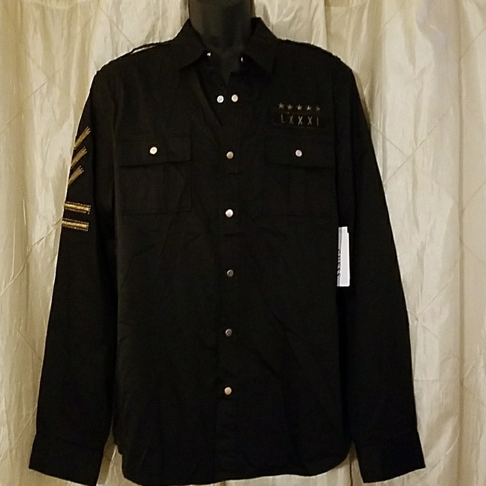 Guess black long sleeve with gold detail